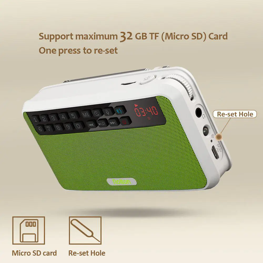 Беспроводная Bluetooth-радиоколонка со встроенным аккумулятором и микрофоном