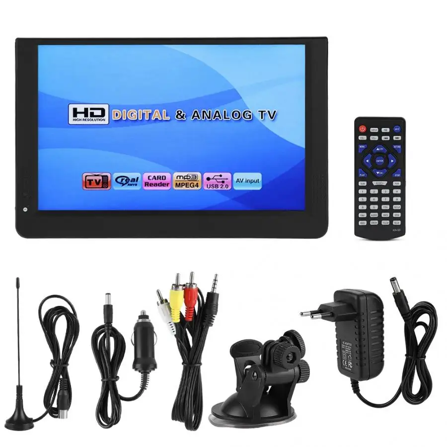 LEADSTAR 12 дюймов Портативный Мини ТВ поддерживает DVB-T/T2/H265/Hevc Dolby Ac3 1280*800 карты памяти