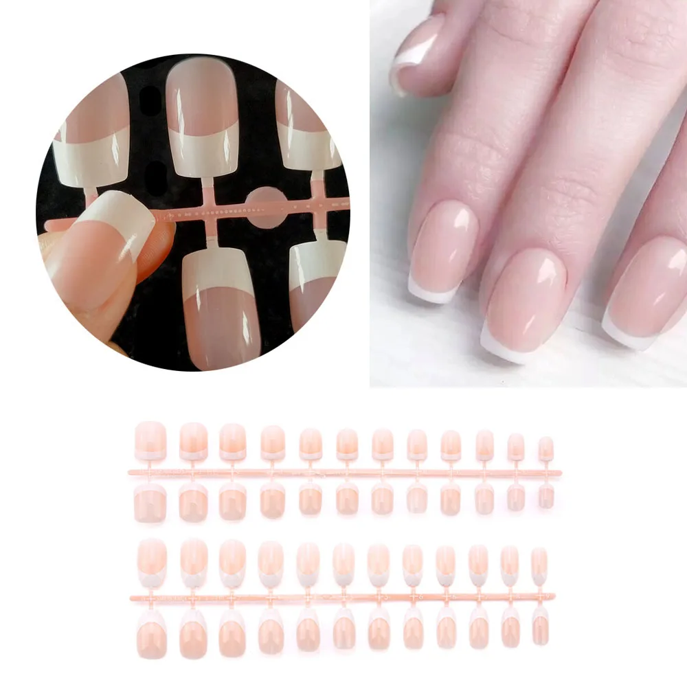 24 шт. акриловые бусины естественного оттенка Французский ногтей короткие Длина