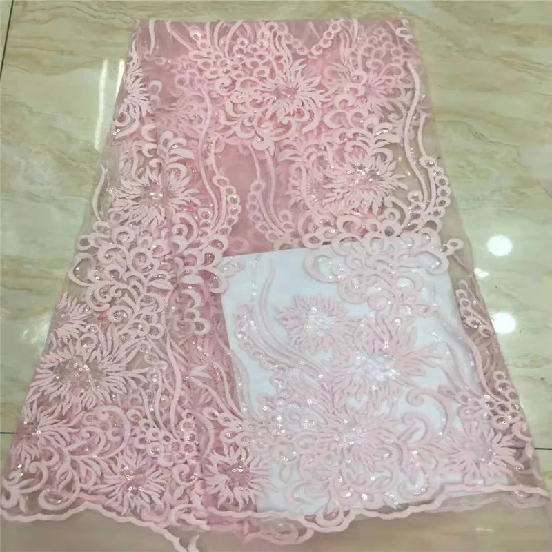 2019 African Net Lace Fabric High Quality Elegant White Sequins Nigerian Wedding Fabrics 5Yards French Tulle lace | Дом и сад