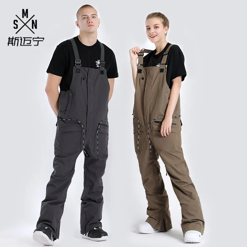 SMN Brand Women Men Bib Pant Skiing Snowboard Trouser Windproof Waterproof Outdoor Sport Wear Winter Female Anti-Cold | Спорт и
