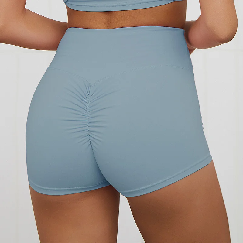 Blue SALSPOR Женские однотонные шорты для йоги летние спортивные шорты для спортзала высокая Талия пуш-ап быстросохнущие спортивные шорты для бега - Цвет: Blue
