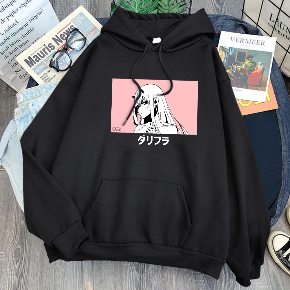 

Hoodies Zero Two Darling In The Franxx Print Kawaii Clothes Women Anime Oversize Gothic Clothes Fleece Graphic Harajuku Hooded