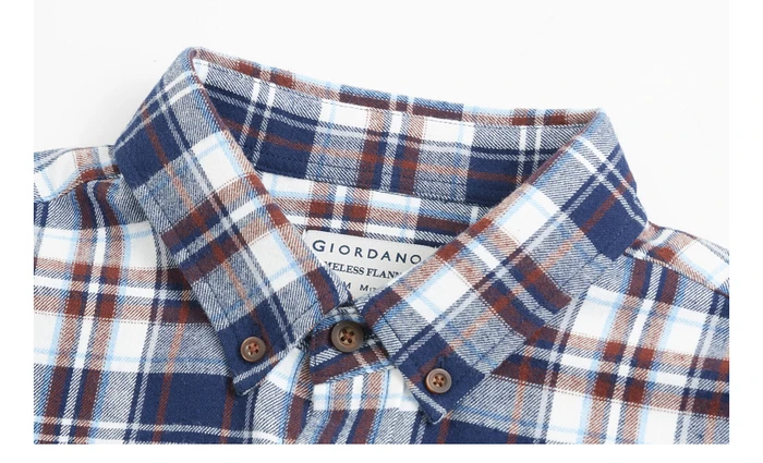 Giordano мужская рубашка в клетку из натурального хлопка с длинными рукавами, данная модель имеет несколько цветовых решений