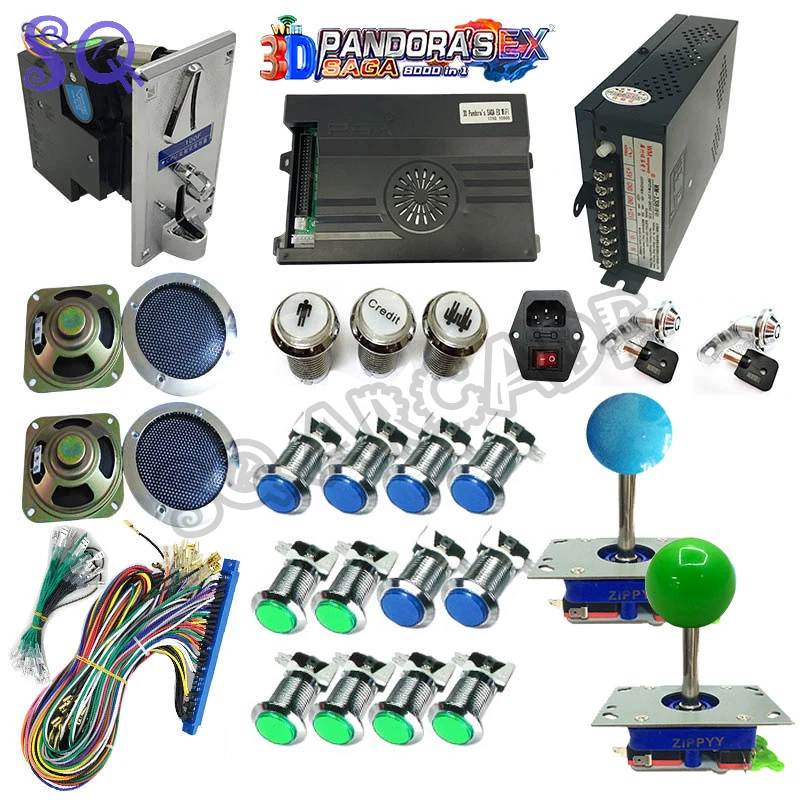 

3D Pandora Сага EX Box 10000 в 1 аркадная игра набор «сделай сам» джойстик светодиодные лампы нажимная Серебряная Кнопка Ретро аркадный шкаф 2 игрока