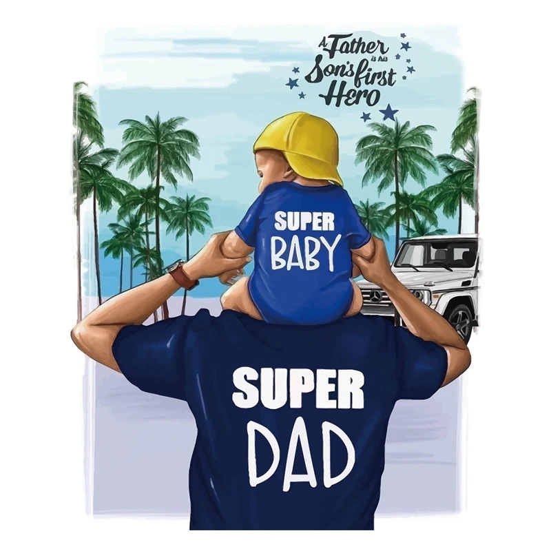 Наклейки для одежды Super Dad & Baby нашивки куртки наклейки в полоску самостоятельной