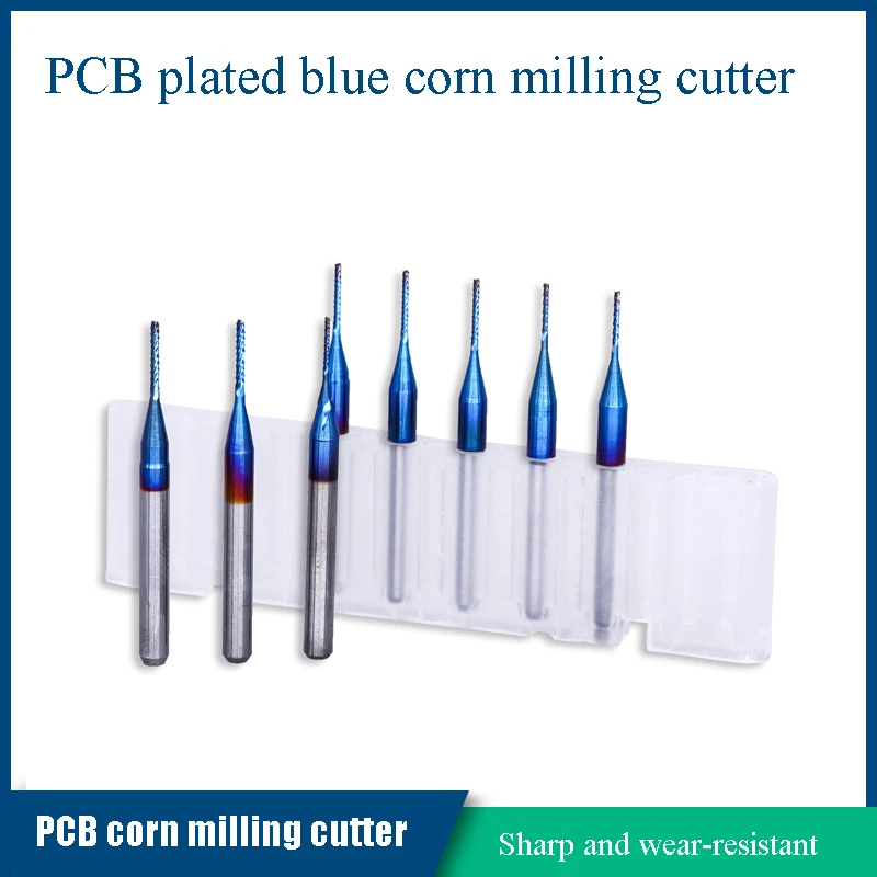 Tungsten Steel Engraving Machine Knife PCB Milling Cutter Gong Knife Circuit Board Open Rough Blue Corn Milling Cutter 10pcs