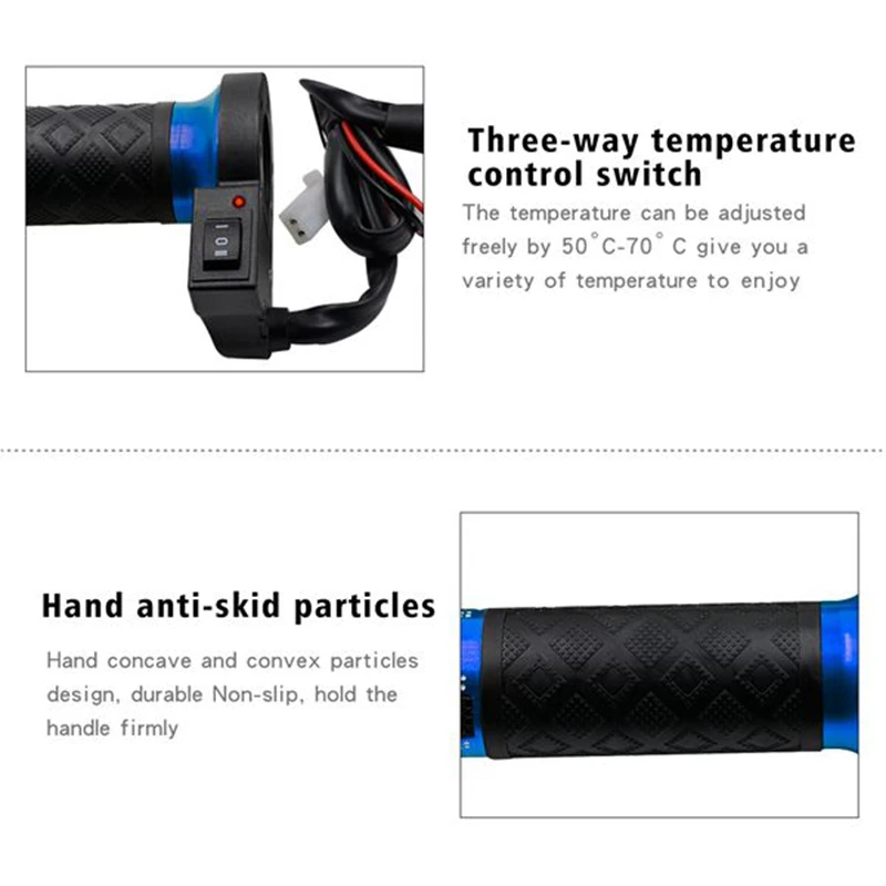 

12V Motorcycle Electric Heated Grips Motorbike Hot Grip ATV Scooter 22mm 7/8inch Handlebar Hand Warmer Aluminum