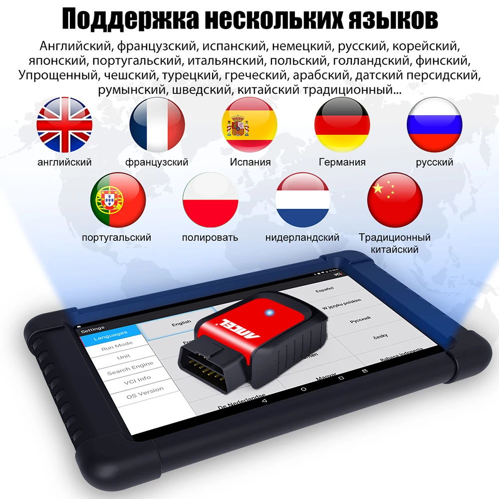Ancel X6 OBD сканер для диагностики авто OBD2 сканер Wifi/BT обд 2 сканер для авто автомобильный диагностический инструмент 10,1 ''планшет через Android Bluetooth бесплатное обновление онлайн Автомобильный сканер