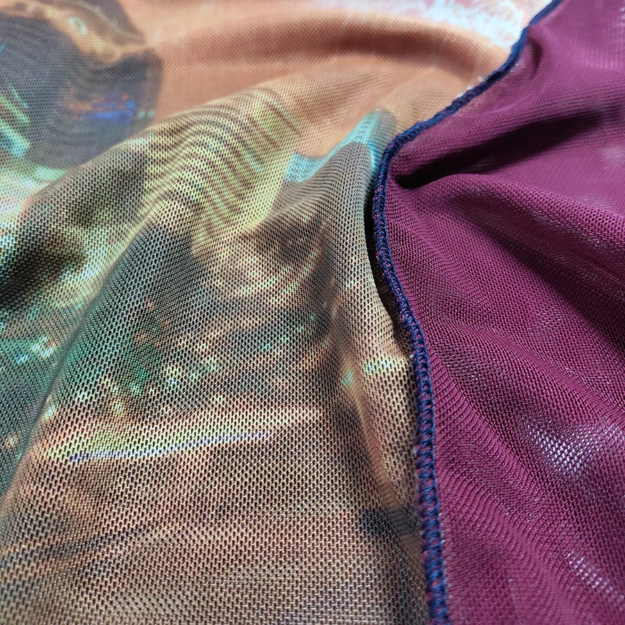 Сетчатая водолазка футболка с рисунком ночной сцены женские футболки открытыми