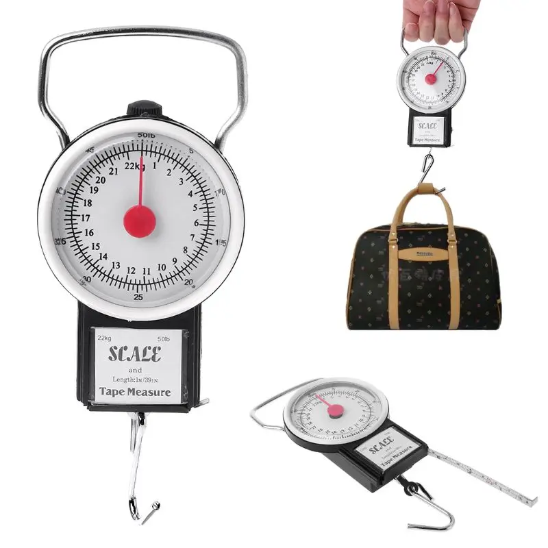 

22kg/50lb Portable Hanging Scale Balance Fish Hook Weighing Balance Kitchen With Measuring Tape Measure Fishing Scales