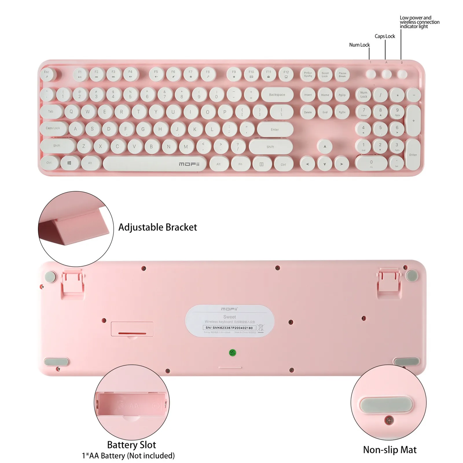 

Wireless Bluetooth Keyboard Mouse Kit Cute Steampunk 2.4G Wireless Mouse 1600DPI Position Retro Colorful 84 Round Keys Keyboard