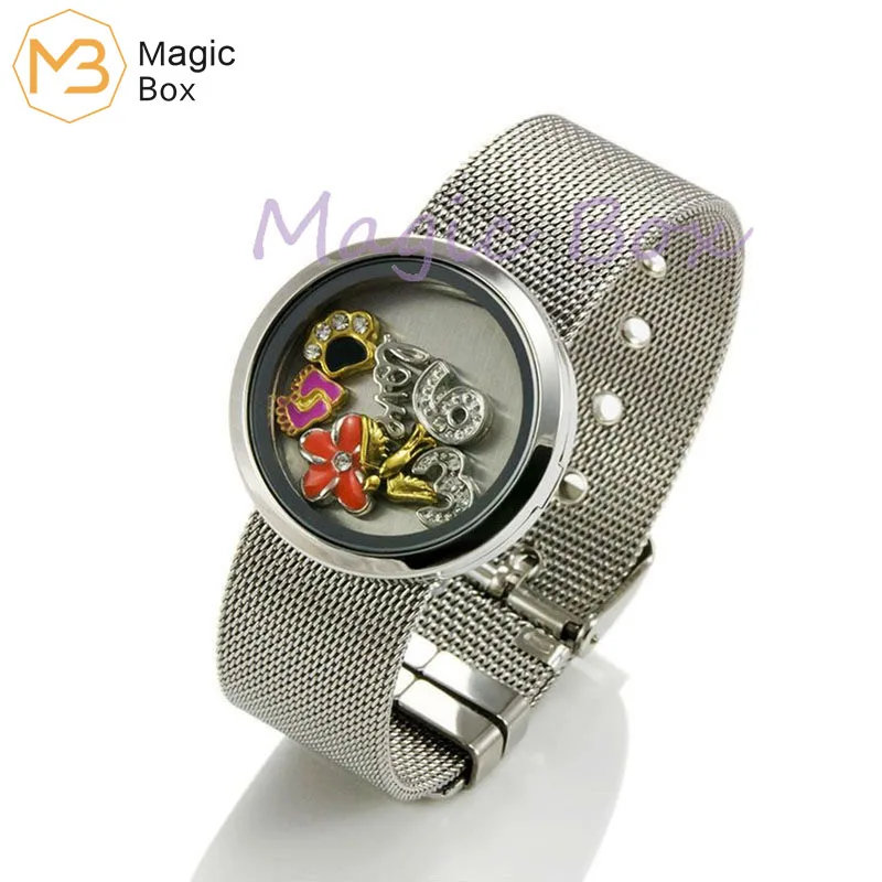 

glass Bangles stainless steel watch belt bracelet letterBest Party Wedding Jewelry fashion floating locket for women bracelet