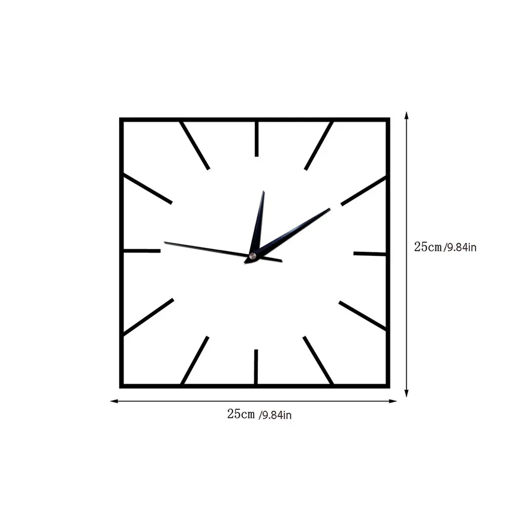 

GZ074 Square Acrylic Mirror Geometric Wall Clock Living Room Decorative Wall Clock Creative Mirror Wall Clock