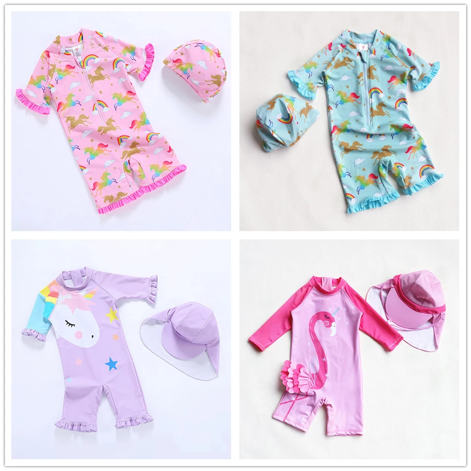 Купальники для девочек 1 7 лет Детские купальники с единорогом цельные детские