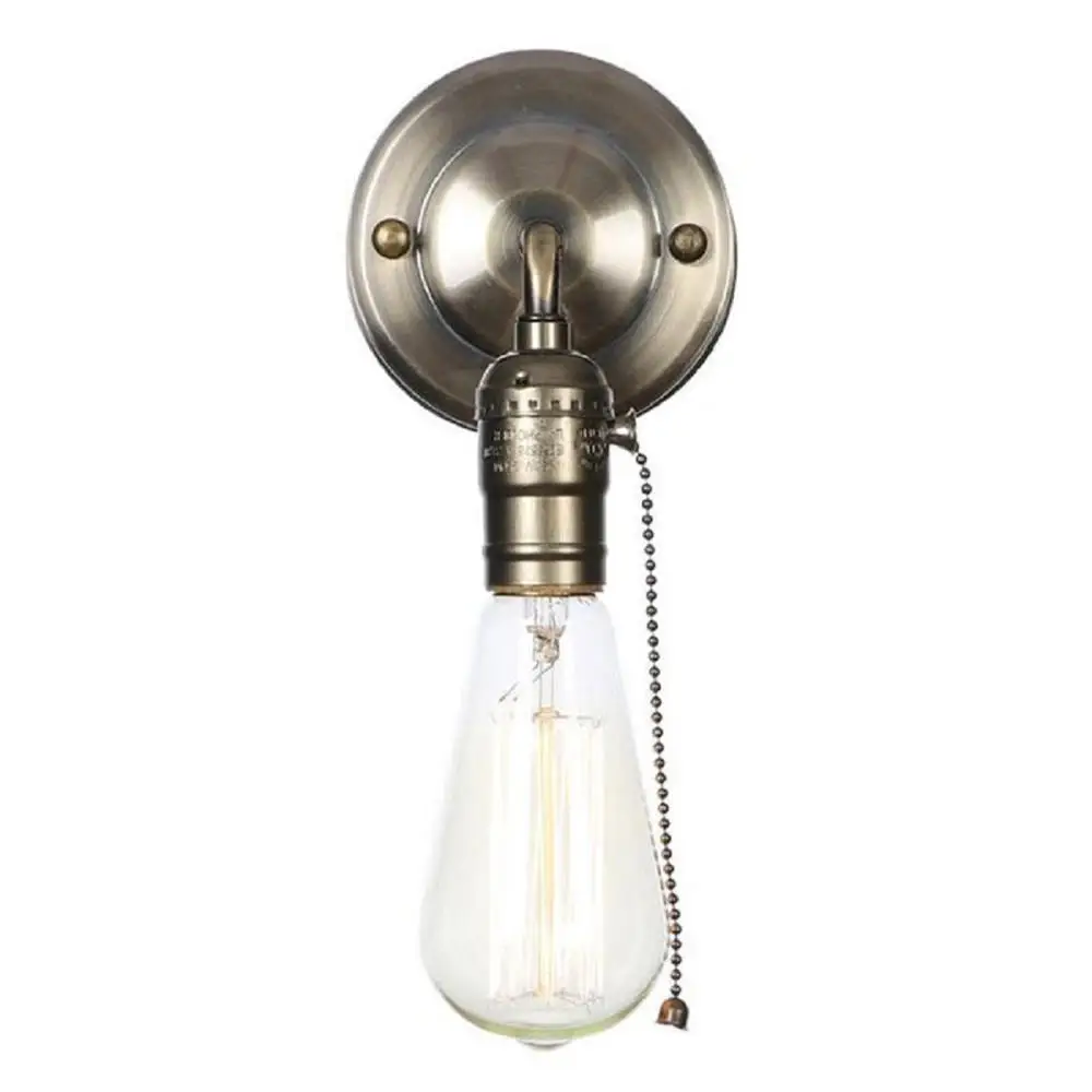 

Pull Chain Switch Scones led Wall Lights Chrome Loft Style Retro Vintage Iron Bedroom Wall Lamp Bedside Lampen Stair Wandlamp