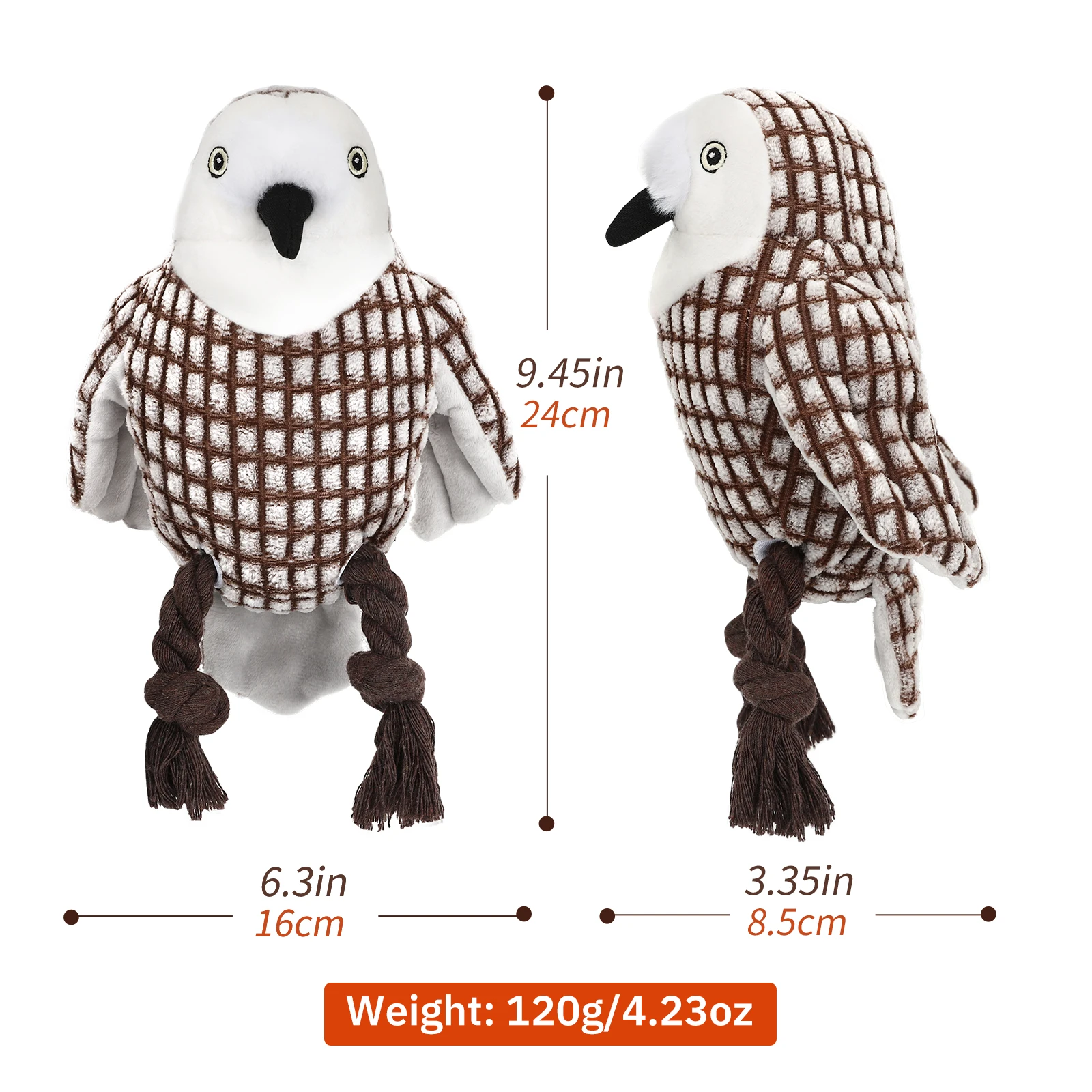 

Plush Dog Toys,Cute Plush Toy for Dogs Quality Corduroy Animated Stuffed Puppy Chew Toy with Squeakers Owl-shape Interactive Toy