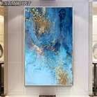 Абстрактная Картина на холсте с изображением синего золота, HD морской пейзаж, настенный плакат и принты для гостиной, спальни, домашний декор, подвесная картина