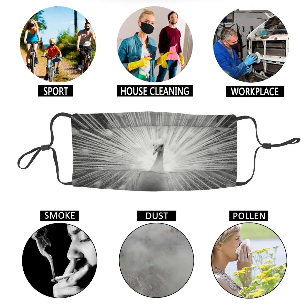 

Peacock Animal Reusable Face Mask Men Women Anti Dust Protection Cover Respirator Mouth-Muffle