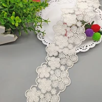 5yards flower embroidered cotton lace trim appliques 6 8cm width white cotton lace trimming ribbon diy clothes accessories