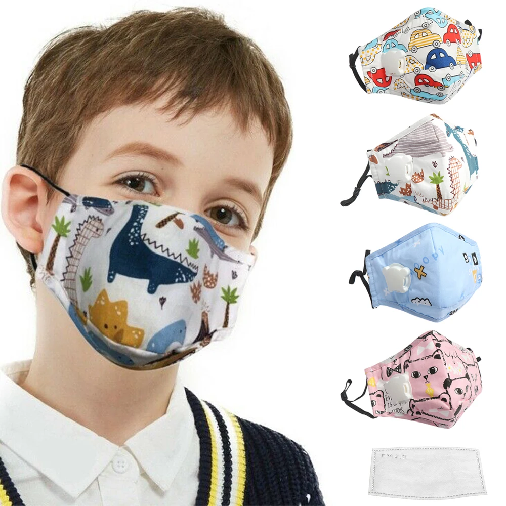 Детская маска для лица PM2.5 моющаяся рта с клапаном детская противодымчатая