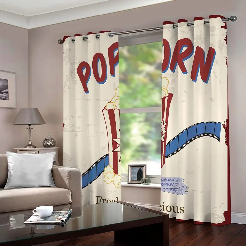 Занавески с 2 панелями в виде попкорна свежие вкусные тканевые занавески 3D