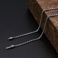 thai silver classic retro weave necklaces for women s925 sterling silver long chain necklaces real silver cross necklace jewery