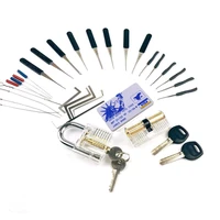 lockpick set practice tools combination2pcs transparent locks with 22pcs broken key remove toolmini card toolstension tools