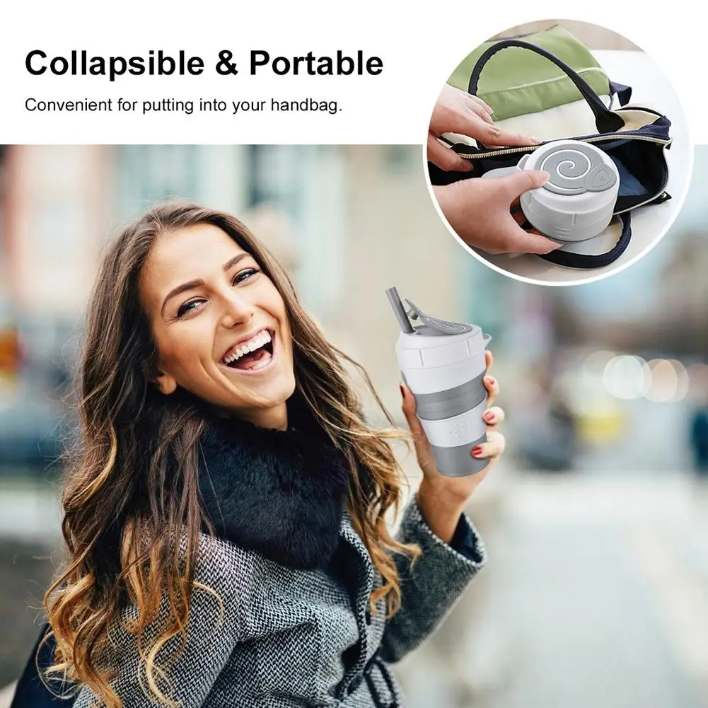 Трехкомпонентная 450 мл силиконовая композитная кружка для путешествий Складная