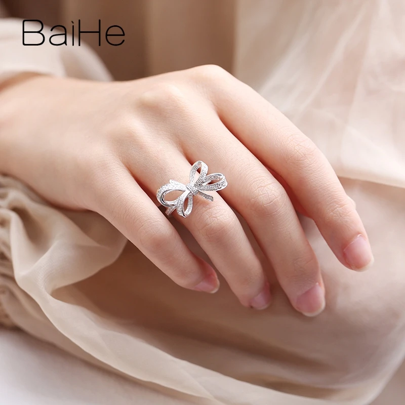 BAIHE, 14 к, белое золото, около 0.51ct H/SI, круглая огранка, натуральные бриллианты, ювелирное изделие, обручальное кольцо, модное, хорошее ювелирное изделие, подарочное кольцо