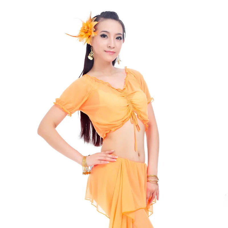 

Belly Dance Practice Wrinkle Top Light Belly Dance Top Women Short Sleeves Belly Dance Top Dancers Clothing