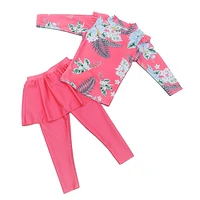 girl two pieces suit 3 11 year children long sleeve skirt swimsuit 2021 kid cute flower print swimwear baby bathing suit