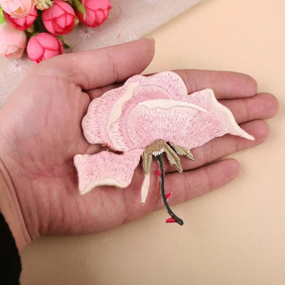 1pc Flower Embroidery Patches Iron On Sew Fabric Sticker Rose Shape Clothes Decor Appliques Craft Sewing Accessories | Дом и сад