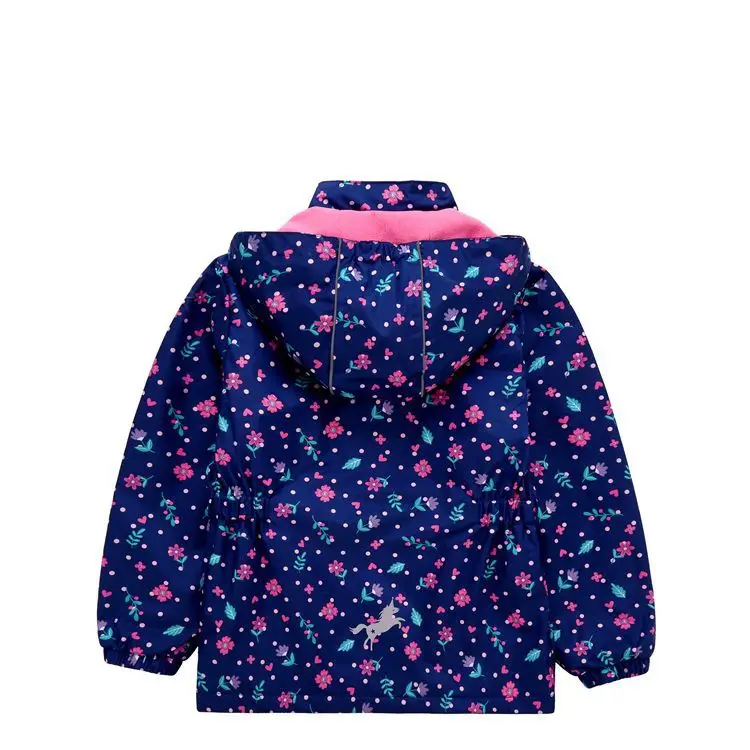 

Spring Autumn Waterproof Kids Outfits Floral Print Fleece Liner Child Coat Baby Girls Jackets Children Outerwear 3-12 Years Old