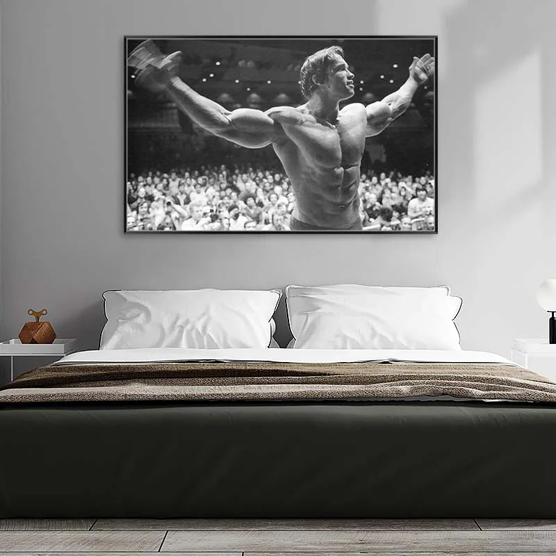 Schwarzenegger Bodybuilding Wall Art Poster Sport Fitness Motivational Canvas Painting Black White Vintage for Home Decor | Дом и сад