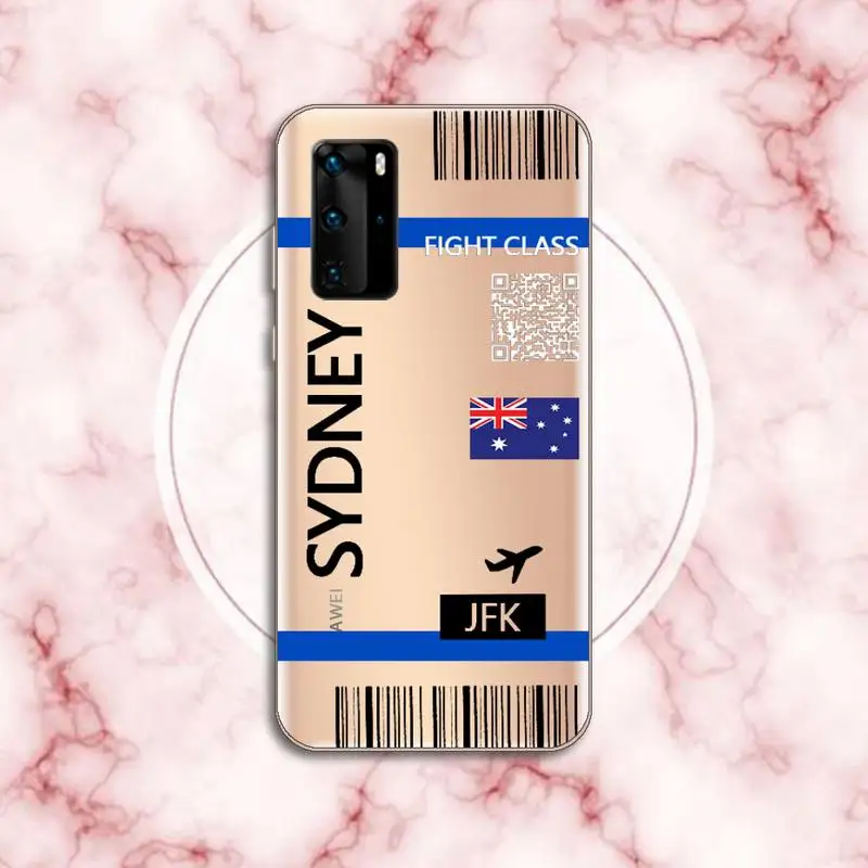 

World Country Label Air Tickets Phone Case Transparent for Huawei P honor 8 10i 20 30 40 smart 2019