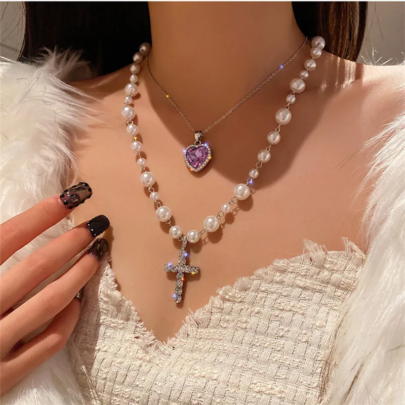 

Pearl Necklace Love Double Clavicle Chain Sweater Chain Long Style 2020 New Women's Fall Winter High-end Niche Design