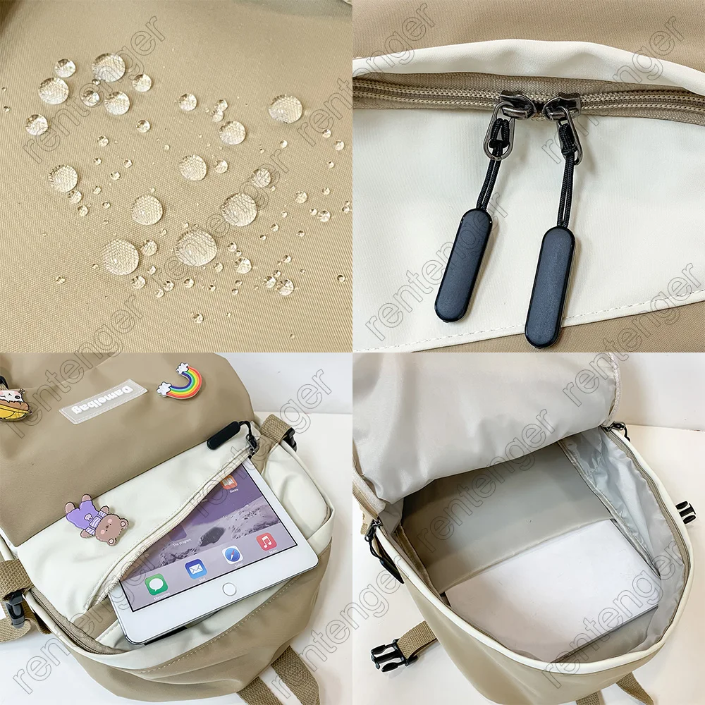 

Girl Kawaii Book Backpack Fashion Lady Waterproof School Bag Women Nylon Cute Backpack Female Student College Bag Harajuku Badge