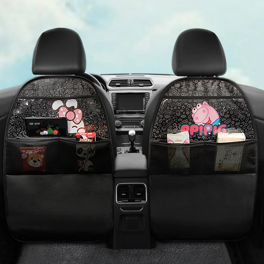 売る 子供用レザーカーシートカバー,漫画付きカーシートカバー,子供用バックプロテクター,収納ポケット,耐摩耗性,キックマット