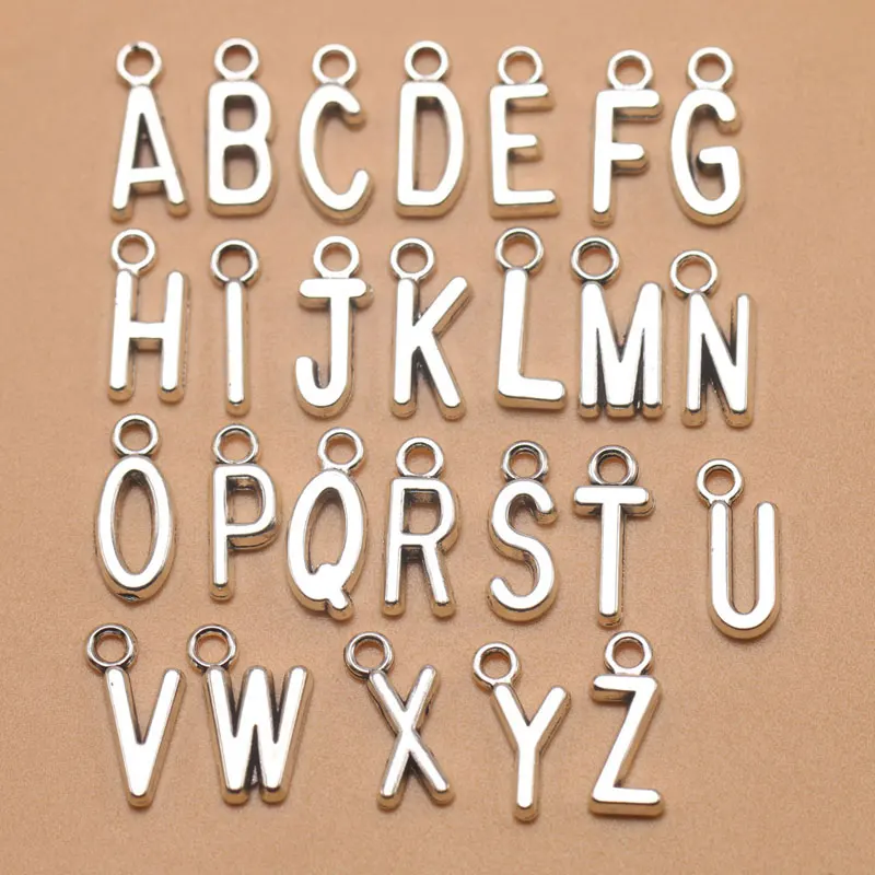 

New Simple Hollow Out 26 Letters Silver Color Dangle Cute Women Girl Alphabet Earrings Jewelry