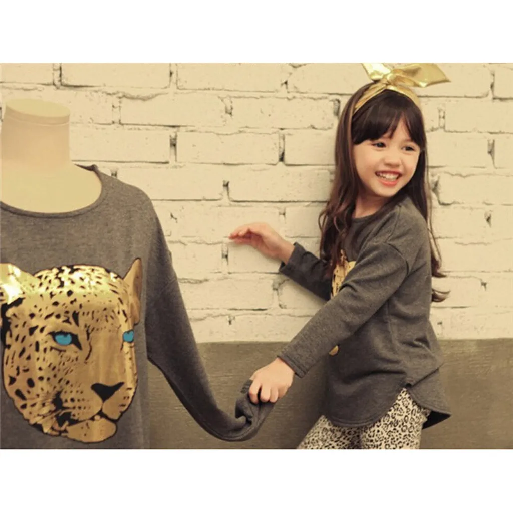 Одежда для маленьких девочек топы с длинными рукавами и принтом Тигра +