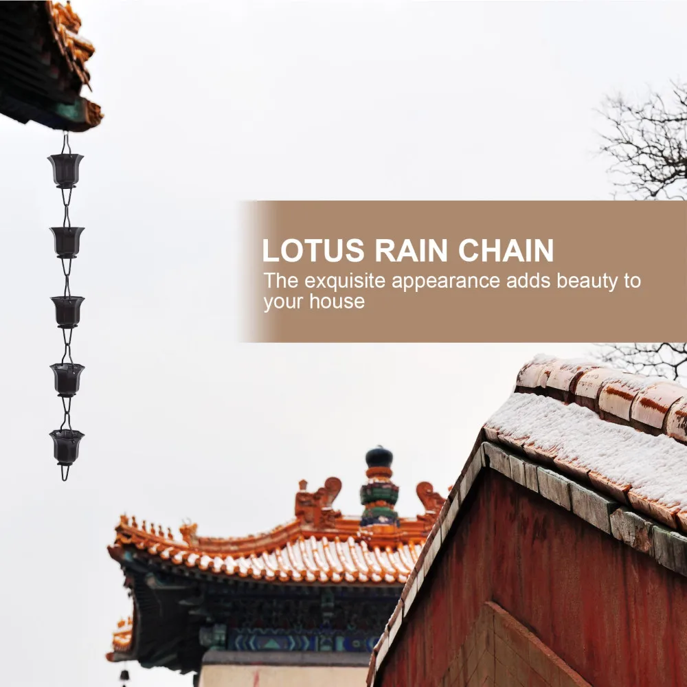 

1pc 1m Garden Rain Chain Lotus Cups Rain Chain for Gutter Downspout (Coffee)