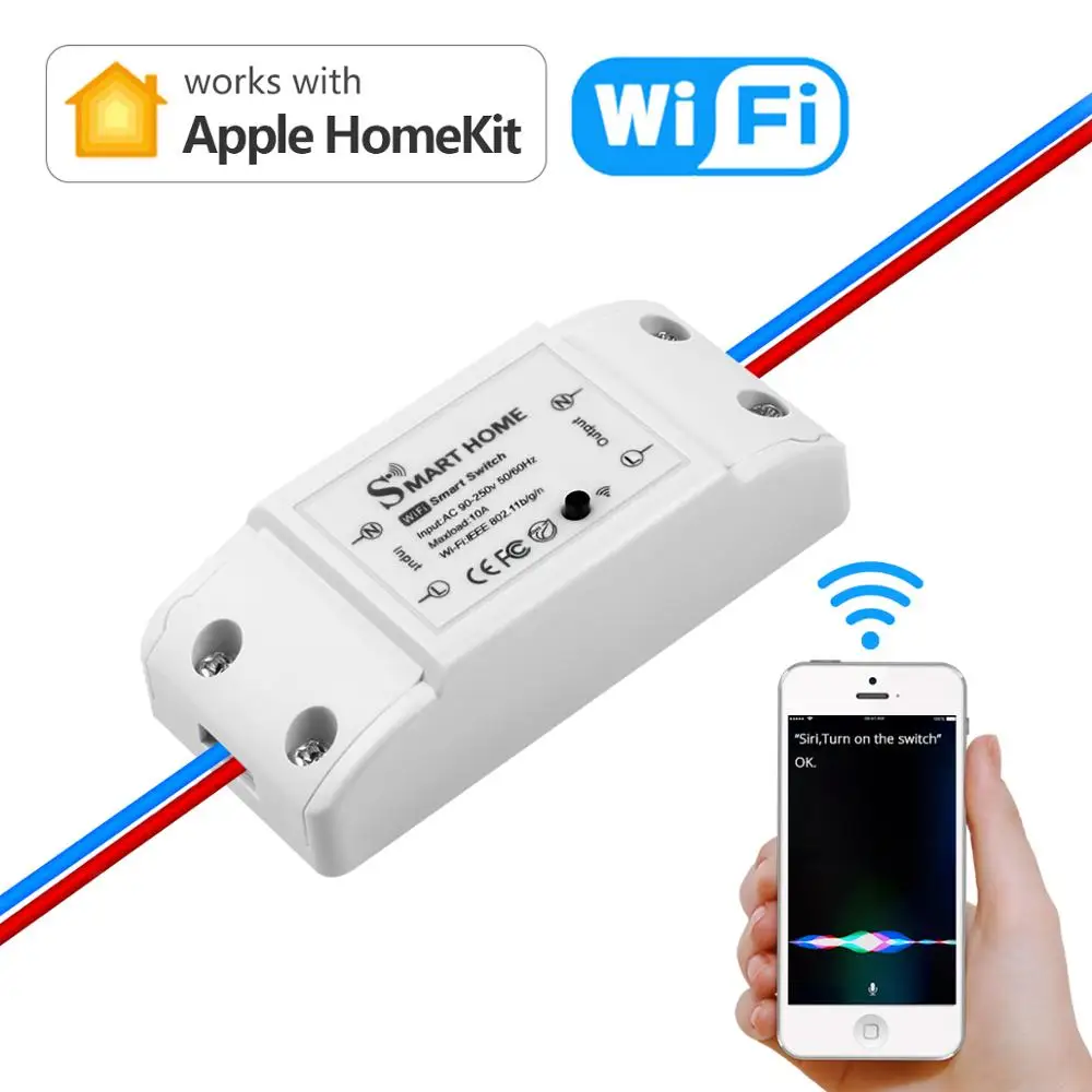 

Homekit Smart Home WIFI Breaker Home DIY Electric Relay WIFI Switch Automation Module 90-250V AC(50/60Hz) 10A