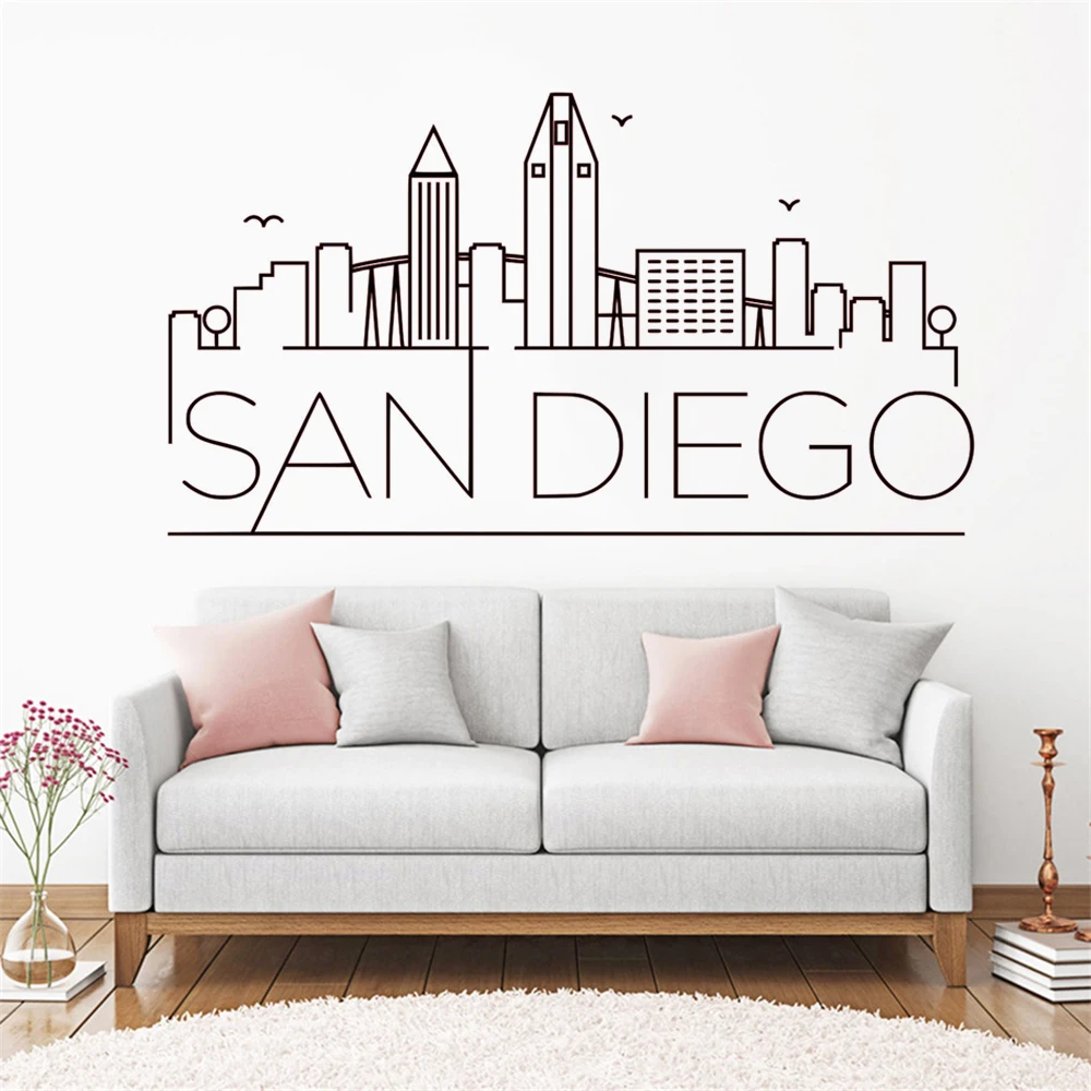 

San Diego City Wall Stickers Removable Vinyl Murals For Kids Rooms Bedroom Livingroom Decoration Decals Creative Poster DW21579