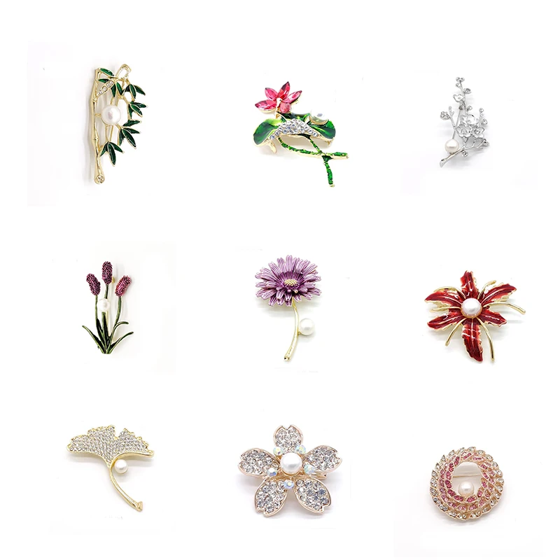 PD брошь в виде бамбука бледно Лиловый лотос кленового листа модное