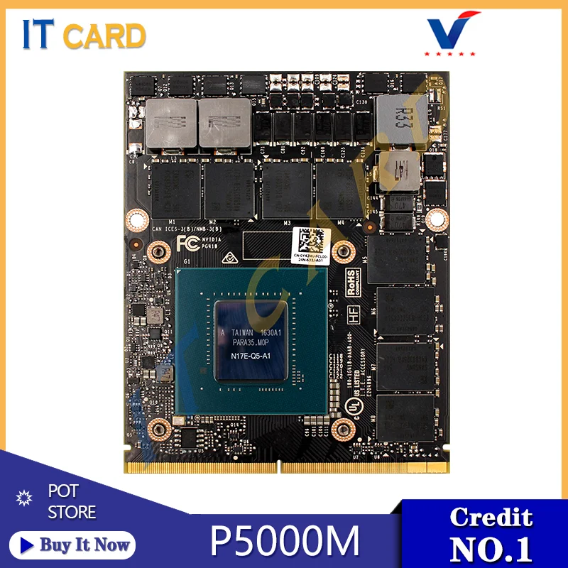 Видеокарта Quadro P5000M P5000 GDDR5 16 ГБ N17E-Q5-A1 с X-образным кронштейном для HP ZBook 17 G4 Dell M7710 M7720