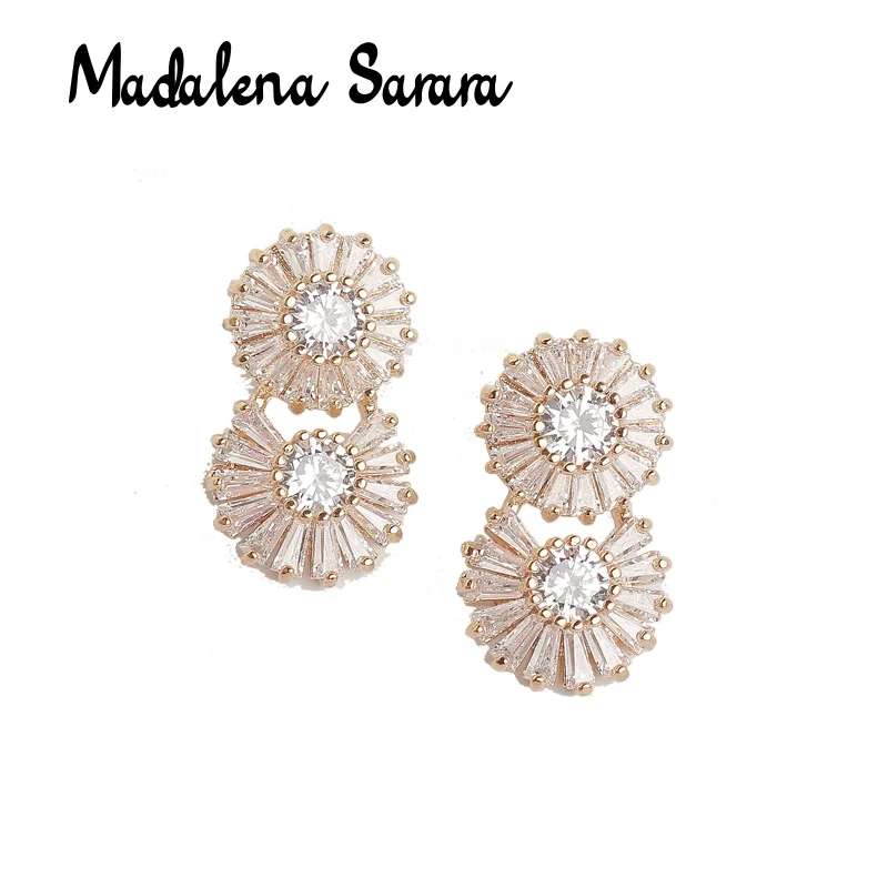 Женские Висячие серьги MADALENA SARARA фианит AAAA и инкрустированные кристаллами витые Цветочные стильные серьги для девочек