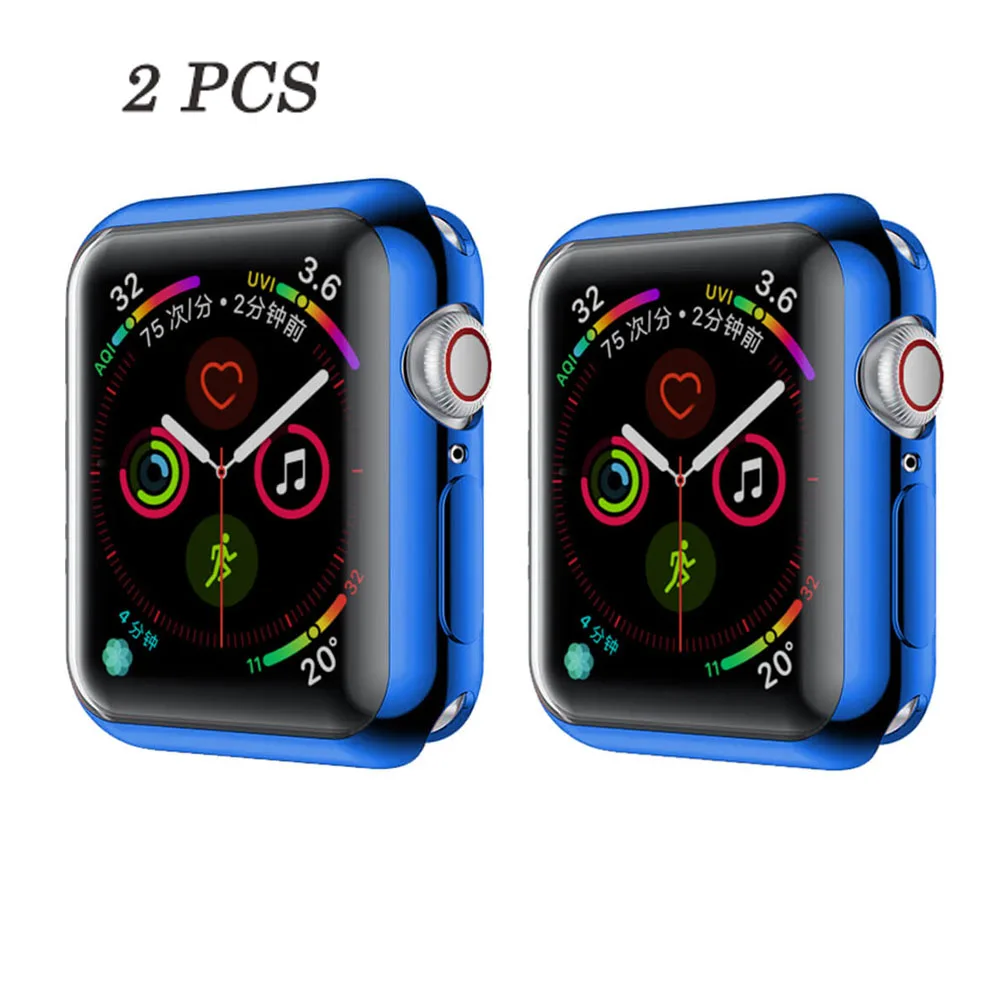 Протектор для часов, чехол для Apple Watch 4, 3, 42 мм, 38 мм, 44 мм, ТПУ, чехол, защитная крышка для экрана, 360 градусов, мягкий, прозрачный, для iWatch 4, 3, 2 - Цвет: blue