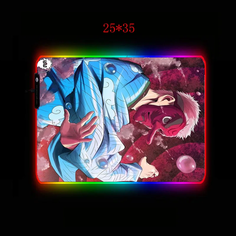 

XGZ Anime Demon Slayer Kimetsu No Yaiba Gaming Mouse Pad Computer RGB Large 7 Colors Mause PC Desk Play Mat with LED Backlit