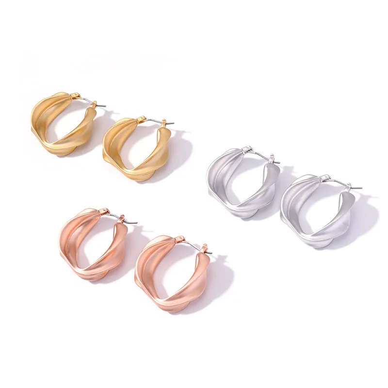 Модные золотые матовые 925 Серебряные иглы женские серьги текстуры нерегулярные